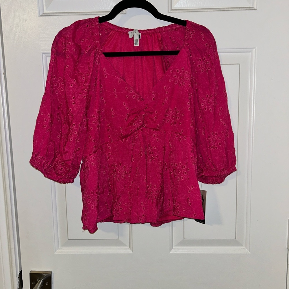Fuchsia Eyelet Top